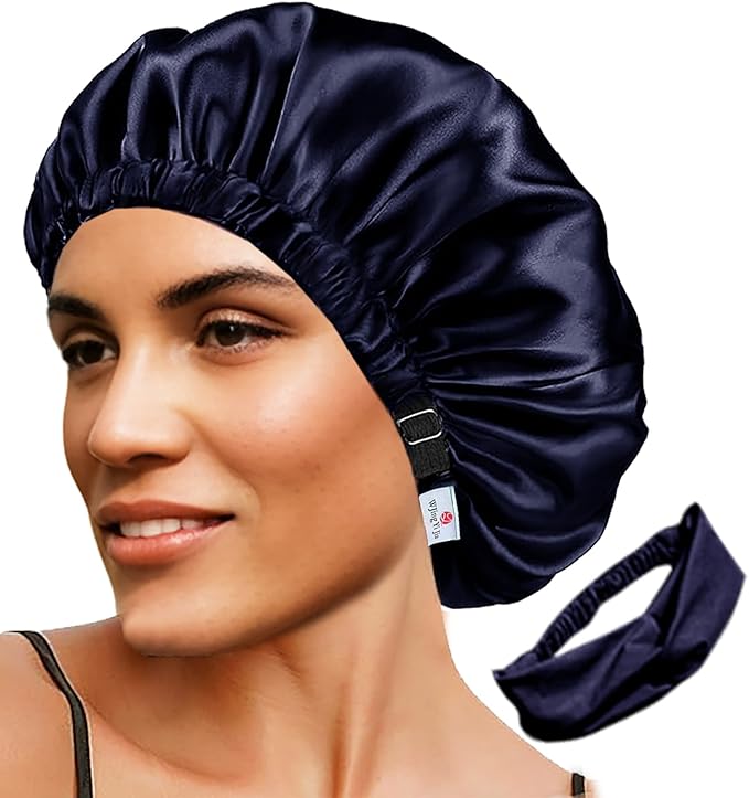 2Pcs Satin Bonnet Silky Bonnets Hair Bonnet For Sleeping Double Layer Curly Hair Sleep Cap Womens Silk Night Hats