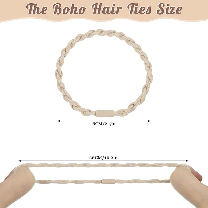 40 Pcs Boho Hair Ties, Hair Ties Bracelets for Women Neutral Colors Hair Ties Boho Accessories for Girls