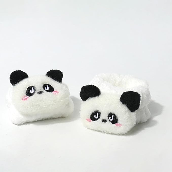 6PCS Cute Cat Ears Spa Headband for Washing Face Makeup Skincare Headband with Wrist Bands, Sleepover Party Supplies for Women/Teen Girl Trendy Stuff Present (6PCS Panda, standard size)