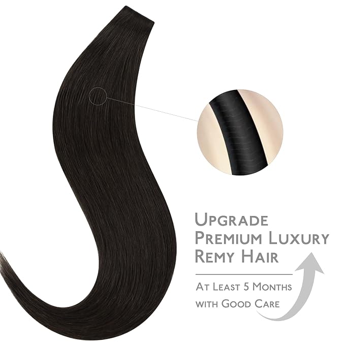 WENNALIFE Invisi Edge Tape in Hair Extensions Human Hair, 16 Inch 50g 20pcs Dark Brown Invisible Luxury Remy Hair Extensions Natural Seamless Injected Tape Ins Straight Extensiones De Cabello Humano