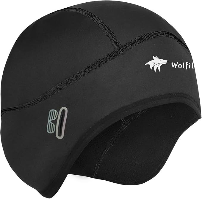 Skull Cap Helmet Liner for Men Women Hard Hat Liner Winter Cycling Cap Under Helmet Thermal Fleece Beanie