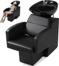 Salon Shampoo Bowl and Chair Set, Shampoo Barber Backwash Chair, Adjustable Splash-Proof Ceramic Bowl Hair Washing Station for Spa Beauty Salon
