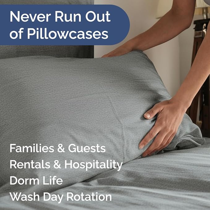 Queen Pillow Cases Set of 6 - Ultra Soft Hotel Quality Pillowcase Covers - Comfy & Wrinkle Free - Shrink, Stain and Fade Resistant - Machine Washable Pillow Protectors - 6 Piece Set - Heathered Grey