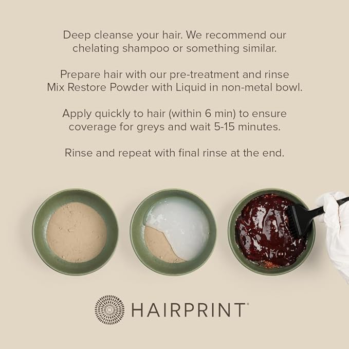 Hairprint True Color Restorer in Brown | Patented for Restoring Gray Hair | Replenishes Natural Pigment | Adds Body, Strength, & Texture | At-Home Treatment | Dye-Free & Non-Toxic