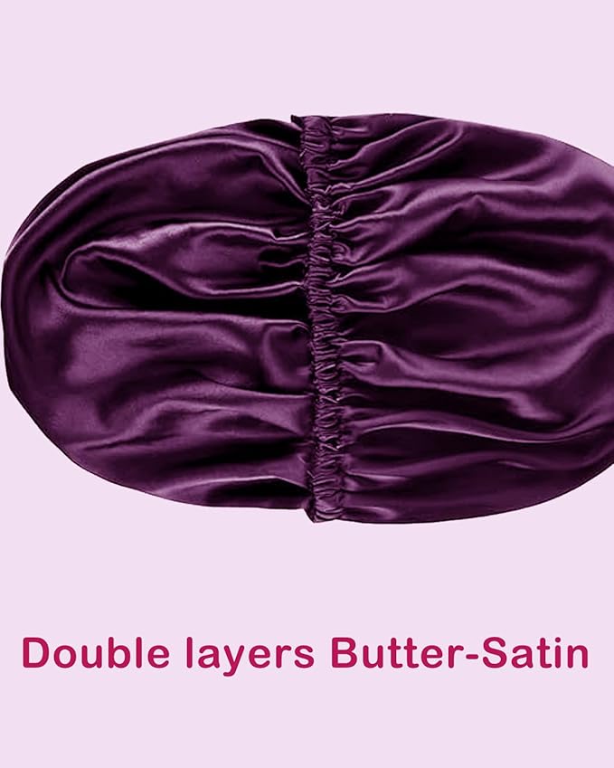 2Pcs Hair Bonnets For Sleeping Satin Bonnet Silk Bonnets For Women Silky Night Caps Womens Curly Hair Sleep Cap