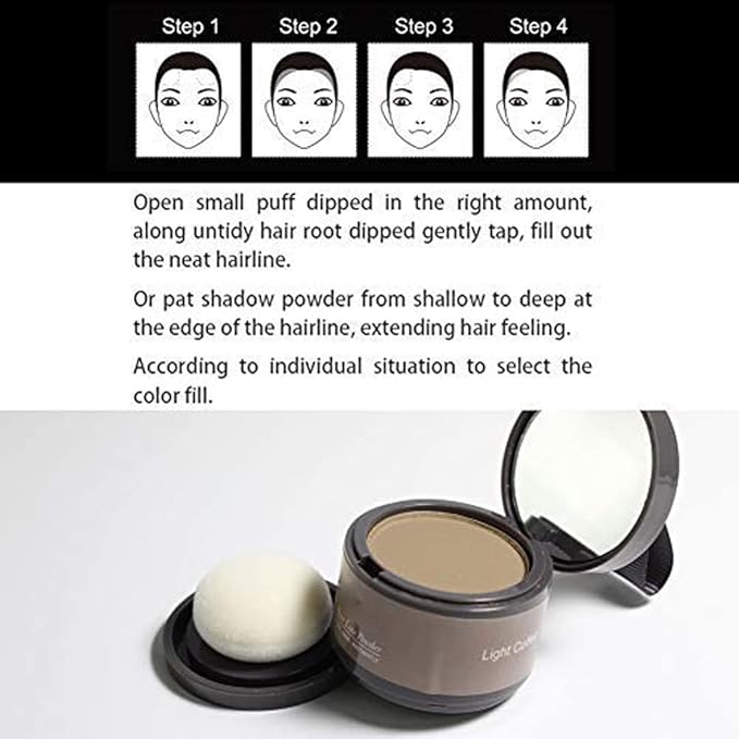 Hairline Powder (Light Brown) Hair Root Dye, Instantly Color Shadow for Thin and Gray Hair Roots - 4g