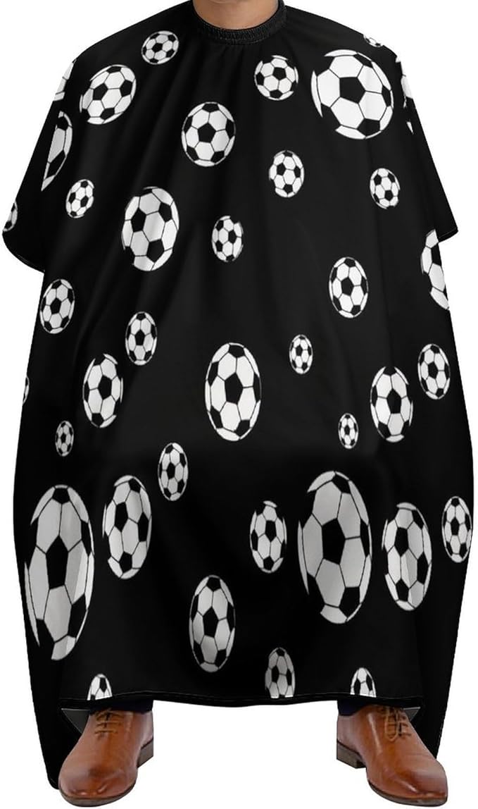 Large Long Hair Cut Cape, Hairdressing Haircut Apron Soccer Balls Football Hair Cutting Cloak for Hairdressers