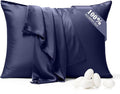 100% Pure Silk Pillowcase 2 Pack for Hair and Skin, Both Sides 23 Momme Grade 6A+ Mulberry Silk Pillowcases with Hidden Zipper, Soft&Smooth Cooling Pillow Cases (Navy Blue, Queen 20x30)