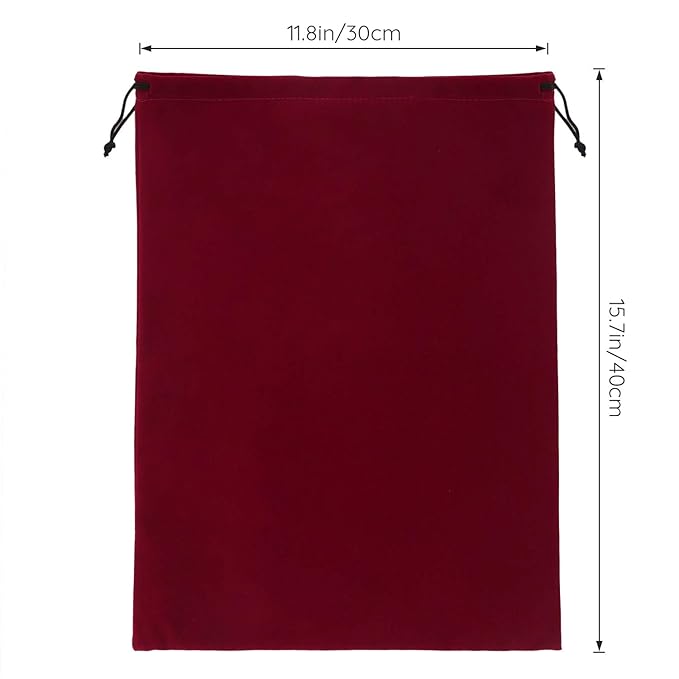 Segbeauty 3Pcs Hair Dryer Storage Bag, Blow Dryer Bag, 11.8x15.7 inches Satin Lined Organizer with Drawstring Wine Red Velvet Pouch Bag for Diffuser Straighteners Brush Clothes Gift Present