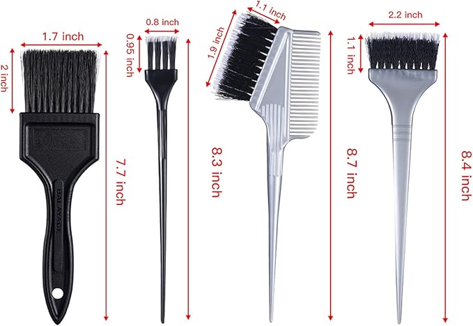 PERFEHAIR Hair Dye Brush Set -4 Pack, Hair Color Applicator Balayage Highlight Tint Brushes Comb Kit-Different Size