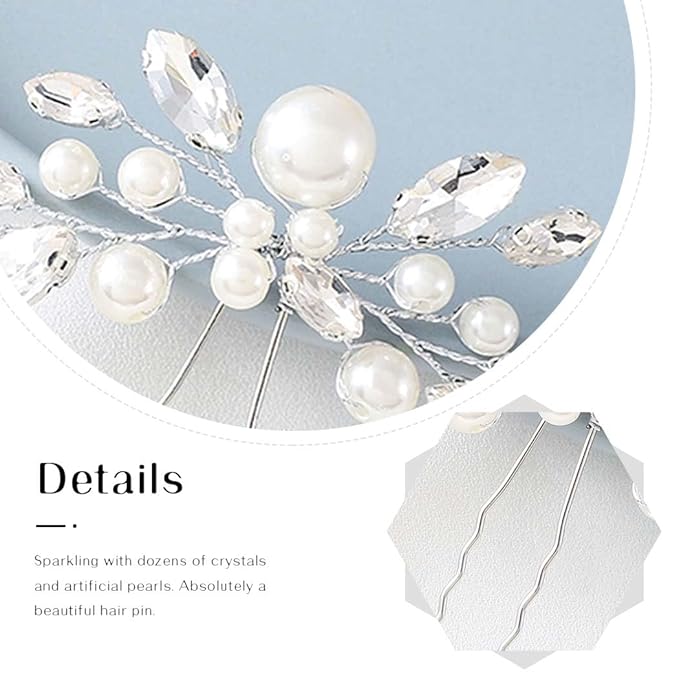JAKAWIN Pearl Hair Pin Silver Wedding Hair Piece Bridal Hair Accessories for Women HP179 (1 Silver)