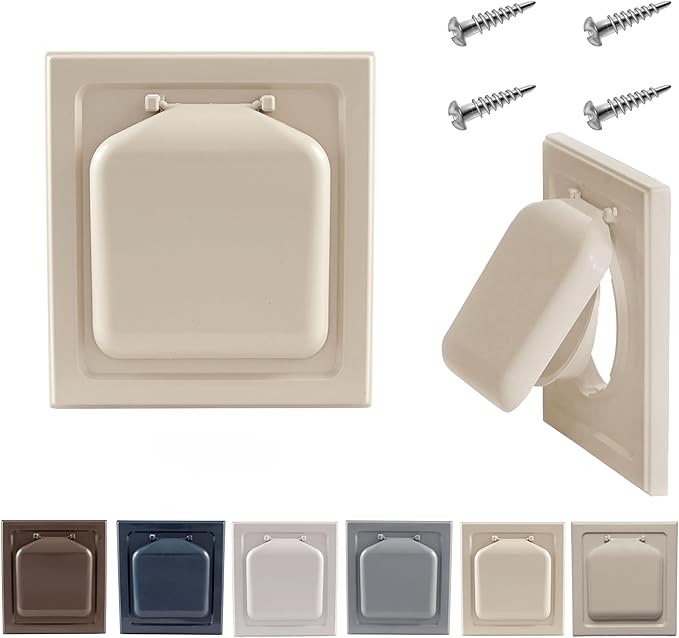 NO-PEST VENT, Exclusive Dual Door Dryer Vent Cover Outdoor 4 inch or Bathroom fan, Made in USA w Highest UV Resistant Plastic in any Outdoor Vent Cover (Tan, 4 inch W/O Duct Tube)