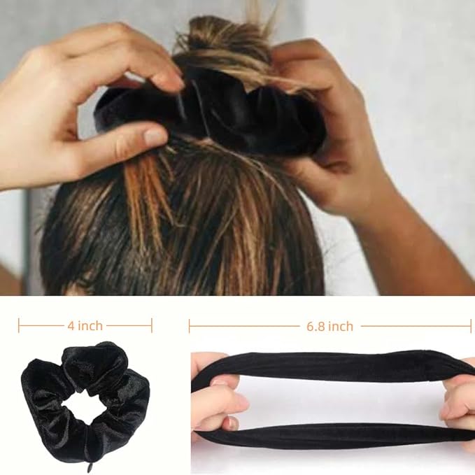 Zipper Scrunchie,Velvet Scrunchie with Zipper Pocket for Women - Hair Tie with Hidden Storage Compartment for Cash, Lipstick, Keys & Valuables | Hidden Compartment Items for Travel (Black, 8)
