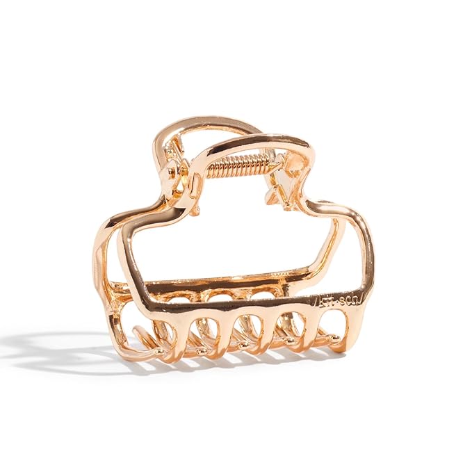 Kitsch Open Shape Metal Hair Clips for Women - Durable & Elegant Metal Claw Clips | Strong Hold for Updo and Half Up Styles | Ideal Gifts for Women - Gold, 1pc
