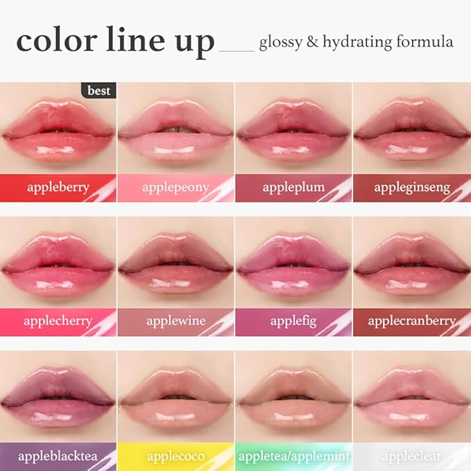 NOONI Korean Lip Oil - Applewine | Long-Lasting, Moisturizing, Plumping, Revitalizing for Dry Lips, Waterproof, No Peel Off, Hydrating, Stocking Stuffers, Gifts For Women, 0.12 FL Oz