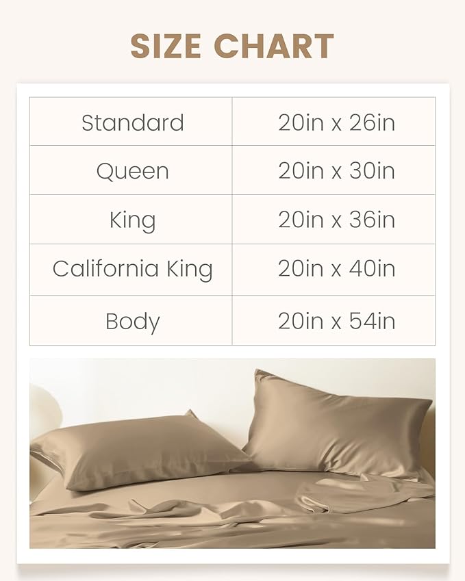THXSILK 100% Mulberry Silk Pillowcase for Hair and Skin, Grade 6A+ Mulberry Silk Pillow Case, Natural Silk Pillow Case Cover with Zipper, 1pc(California King Size 20"x40", Taupe)