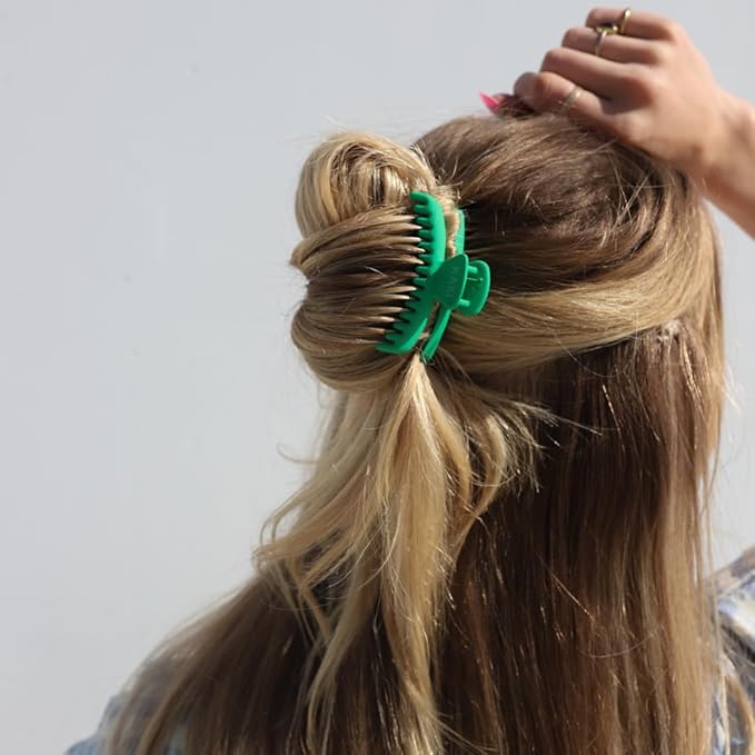 KAXI Hold Everything Mini Hair Claw - Perfect for Thick & Thin Hair, Straight, Wavy or Curly, Strong Clip With 32 teeth & Many Colors to Choose (Emerald Green)