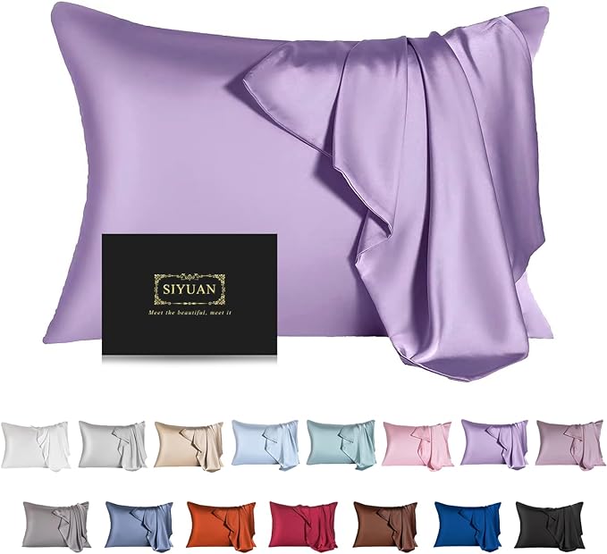 Mulberry Silk Pillowcase for Hair and Skin,Cooling Silk Pillow Case with Hidden Zipper,Allergen Proof Dual Sides Soft Breathable Smooth Silk Pillow Cover for Women (Violet, Toddler)