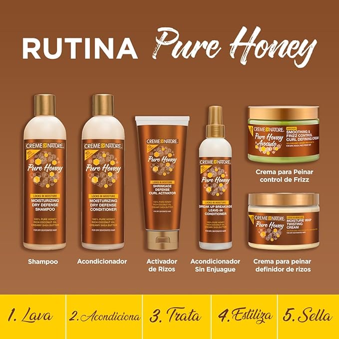 Creme of Nature Pure Honey Moisturizing Dry Defense Shampoo, Gently Cleanses & Restores Moisture, Hair Care Gift, For Dry, Dehydrated or Brittle Hair, 12 oz