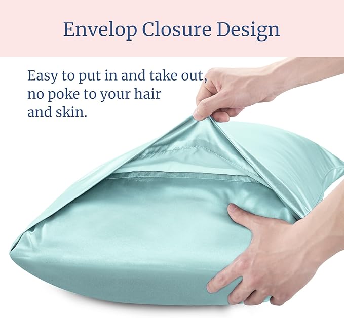 BEDELITE Satin Pillowcase for Hair and Skin, Super Soft Similar to Silk Pillow Cases 4 Pack with Envelope Closure, Cooling Pillowcases for Women Men (20"x36" King Size, Blue Grey)