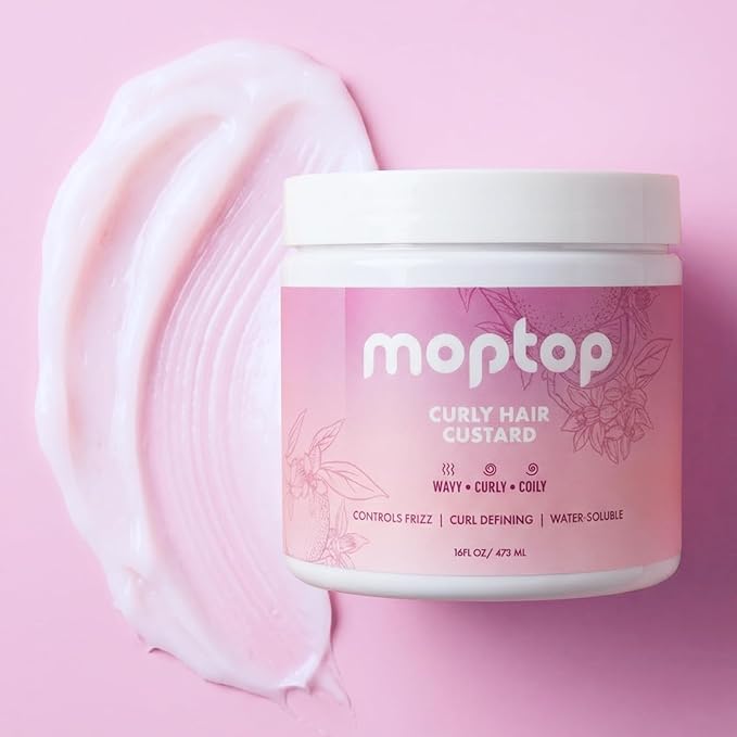 MopTop Curly Hair Gel Custard - Styling Gel for Moisturizing and Defining Soft Curls, Lightweight and Anti Frizz, Curly Hair Products for Waves, Coils & Kinks (Citrus Kumquat, 16oz)