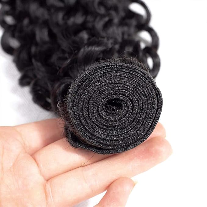30 Inch Human Hair Bundles Natural Black Kinky Curly Bundles Brazilian Virgin Remy Hair Extensions Niegmeag Double Weft Color 1B Kinky Curly Bundle Hair Weave 100g