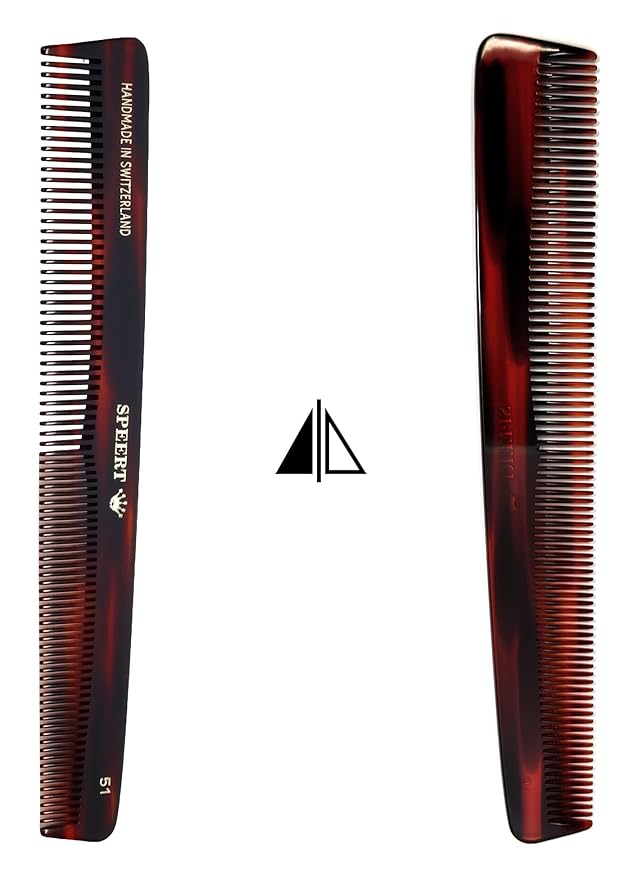 #51 Handmade Wide Narrow Tooth Comb Tortoise Havana Acetate Thick Coarse Curly Thin Fine Straight Hair Detangling Parting Grooming Teasing Hair Styling Hairdresser Barber Hairdressing Wet Dry