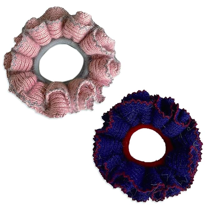 2 Pcs Soft Fabric Scrunchies for Hair,3.9 inch Medium Elastic Hair Ties Ropes Crochet Knit Silky Scrunchie for Women-Mixed Color 4