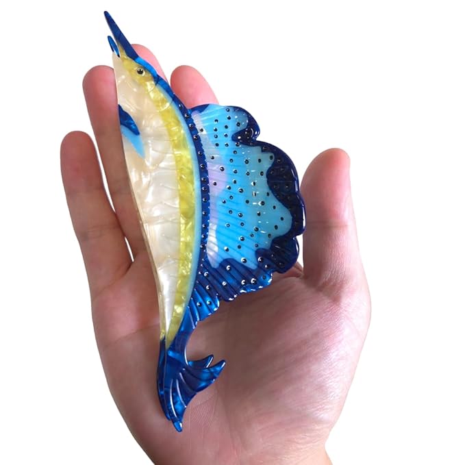Novelty Aquatic Animals Hair Clips,Swordfish Hair Clip,Cellulose Acetate Hair Clips,Big Claw Clips for Women