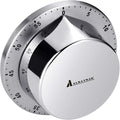 Kitchen Timer, Chef Cooking Timer Clock with Loud Alarm, No Batteries Required, 100% Mechanical - Magnetic Backing, Exquisite Stainless Steel Body - Countdown Reminder - Silver 1Pack
