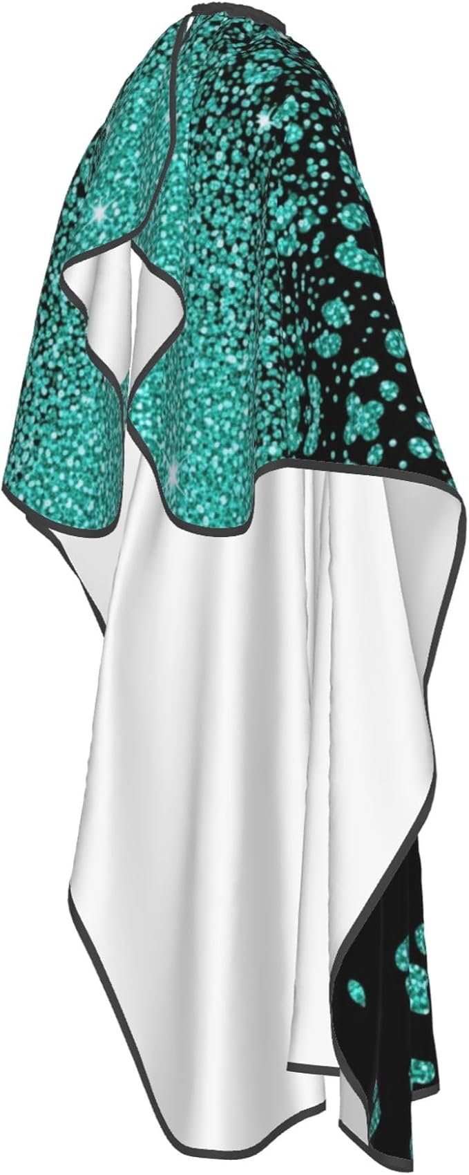Hairdresser Cape Turquoise Green Glitter Cheetah Leopard Print Black Hair Cutting Gown, Large Long Haircut Apron for Hair Cutting Styling, Haircut Tools