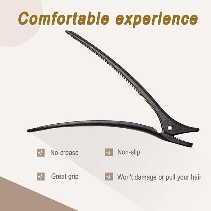 Professional Hair Clips For Styling,With Anti Slip Teeth Duck Billed Hair Clip,6pcs Upgraded Non deformable professional hair clips For Salons Men And Women Long Hair,Black 4.7Inch Long