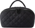 Petition Travel Makeup Bag for Woman,Festivalment Lay Flat Makeup Bag, Wide Open Water-Resistant Cosmetic Case,Puffy Padded Organizer for Toiletries & Brushes Large Capacity with Compartments (black)