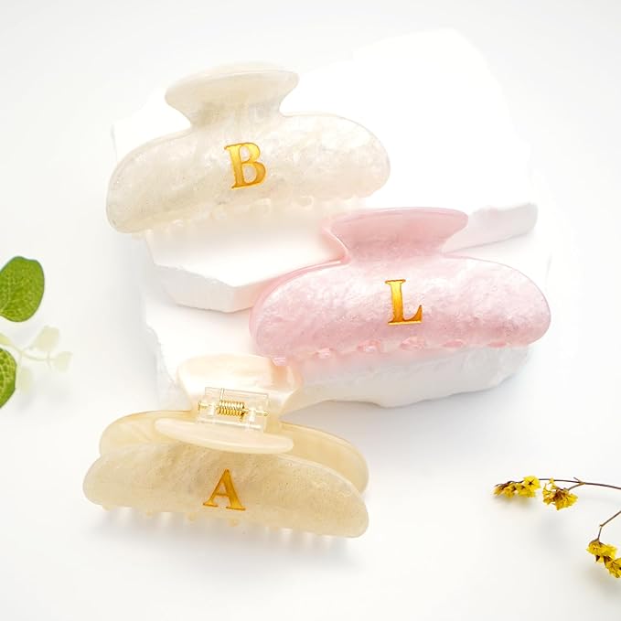 Acrylic Letter Hair Clips for Women - Pink Monogram Hair Claw Alphabet Large Hair Clip, Fashion Glitter Claw Clips Elegant And Durable Hair Accessory, Letter R