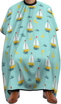 Large Long Salon Barber Cape, Sailboats Blue Haircut Hairdressing Cloth Apron Haircut Barber Gown for Home Stylists