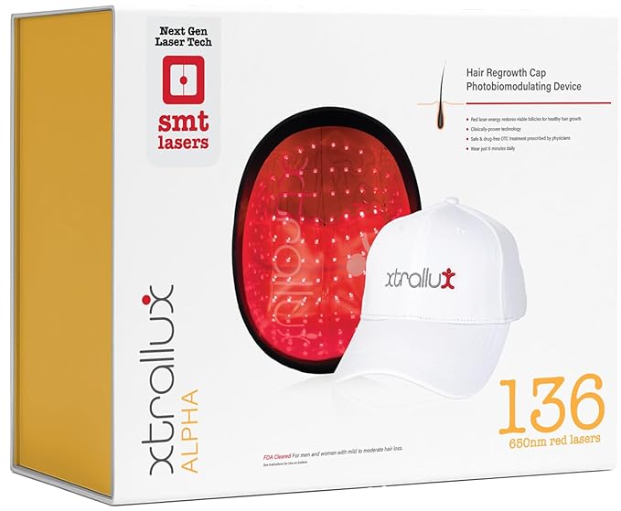 Hair Regrowth Cap | Laser Hair Growth Hat 136 Lasers, 6 Minute Treatment, FDA Cleared, Drug-Free, Flexible Fitting, Laser Hat For Hair Growth Red Light For Hair Loss Hair Regrowth Laser Cap