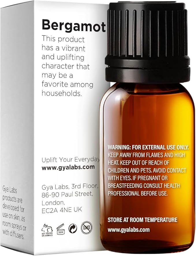 Gya Labs Bergamot Essential Oil - 0.34 Fl Oz - for Hair, Skin, Diffuser, Aromatherapy & DIY Candle Making Scent
