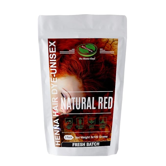 3 Packs Of Natural Red Henna Hair & Beard Color/Dye 100 Grams - Natural Hair Color, Plant-based Hair Dye - The Henna Guys