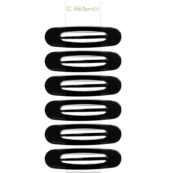 RC ROCHE 6 Pcs Flat Claw Hair Clips for Women Lay Down Barrettes No Crease Side Slide Thick Long Hair Duckbill French Against Head Jaw Claw Styling Jumbo Extra XL Clamp, Large Black
