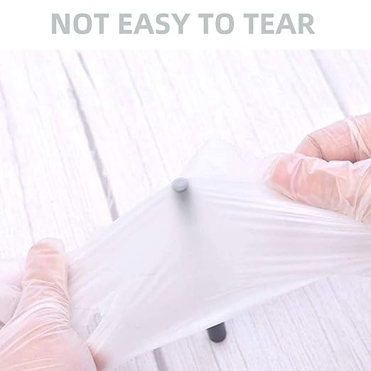 Disposable Medical Clear Vinyl Exam Gloves Industrial Gloves - Latex-Free & Powder-Free 100PCS - XLarge