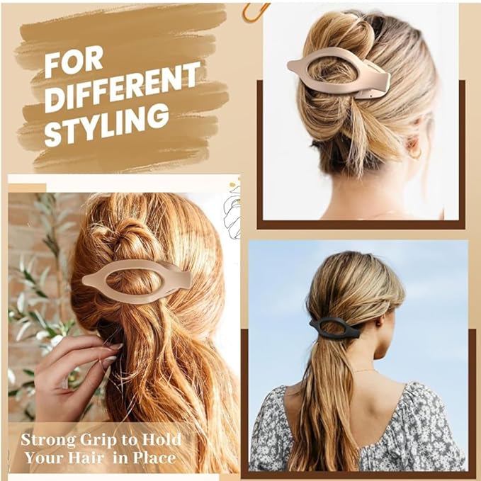 4 PCS Flat Hair Clips for Women – Large Matte No-Slip Claw Barrettes，duckbill hair clips for women for Thick or Thin Hair, Lay Down Women's and Girls' Hair Accessories