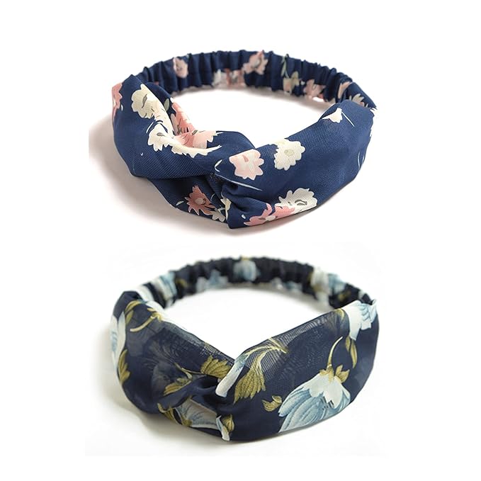 DRESHOW 10 Pack Boho Headbands for Women Vintage Cross Elastic Head Wrap Hair Accessories