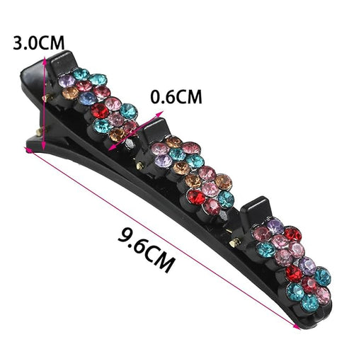 12PCS Sparkling Crystal Stone Braided Hair Clips, Braided Hair Clips for Women and Girls, Shiny Flower Rhinestone Hair Clip, Duckbill Hair Clip With Crystal Hair Accessories for Styling