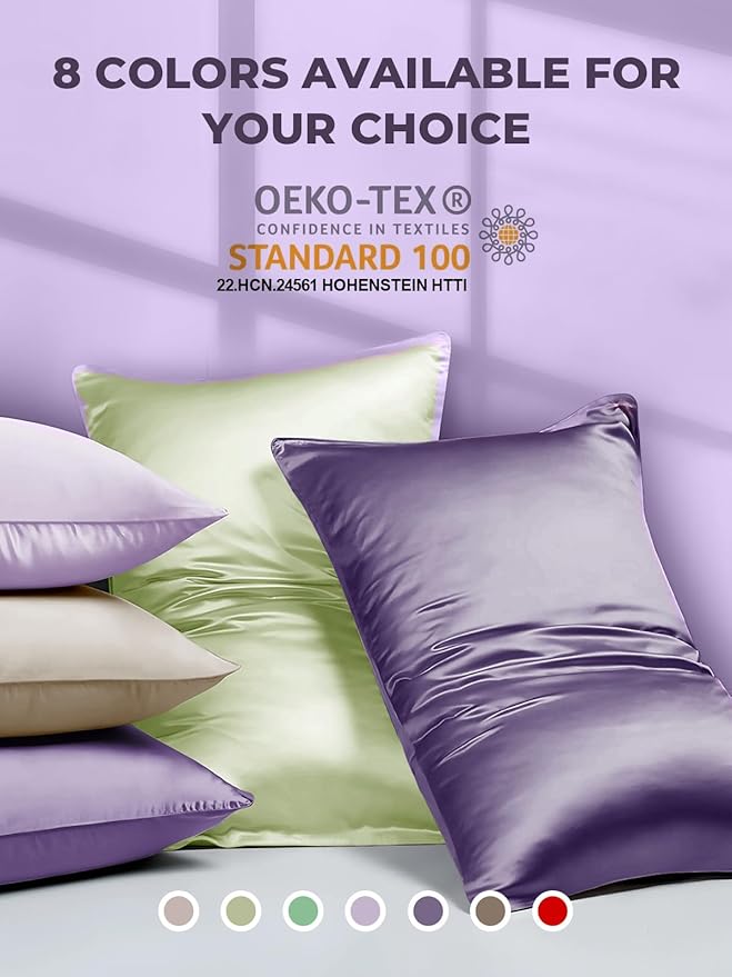 Mulberry Silk Pillowcase for Hair and Skin, SGMSILK 22 Momme Natural Silk Pillow Cases with Zipper, 6A Soft and Smooth Single Sided Pure Silk Pillow Cover (Dark Purple, Standard 20"x26")