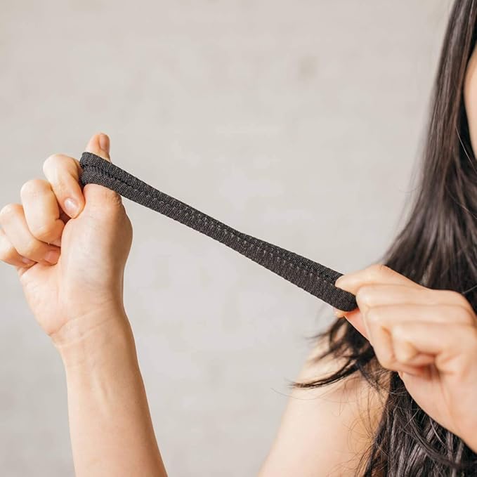 Burlybands Large Hair Ties for Thick, Heavy or Curly Hair - Non-Slip, Non-Damage, Seamless Women's Ponytail Scrunchies - Black, 3 Pcs
