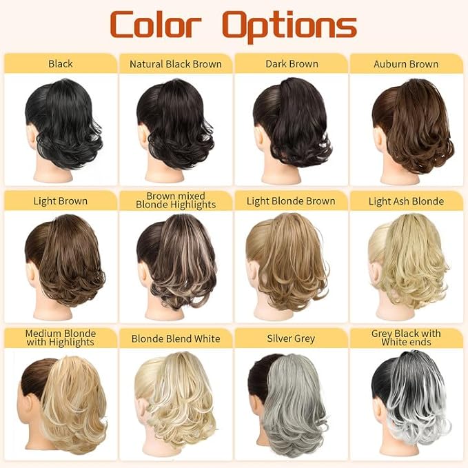 KooKaStyle Ponytail Extension, 10" Short Claw Clip in Pony Tails Hair Extensions Curly Wavy Synthetic Drawstring Hairpieces for Women(Light Ash Blonde)