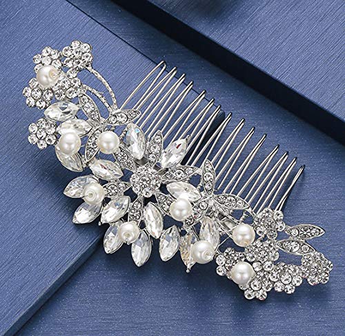 Crystal Wedding Hair Comb Bridal Hair Comb Pearl Wedding Headpiece Silver Hair Accessories