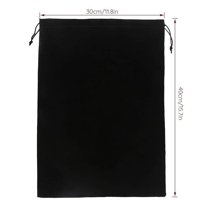 Segbeauty Large Hair Dryer and Garment Organizer Bag - Velvet Drawstring Pouch with Satin Liner, 11.8x15.7 inch, Black, for Diffuser, Straighteners, Clothes