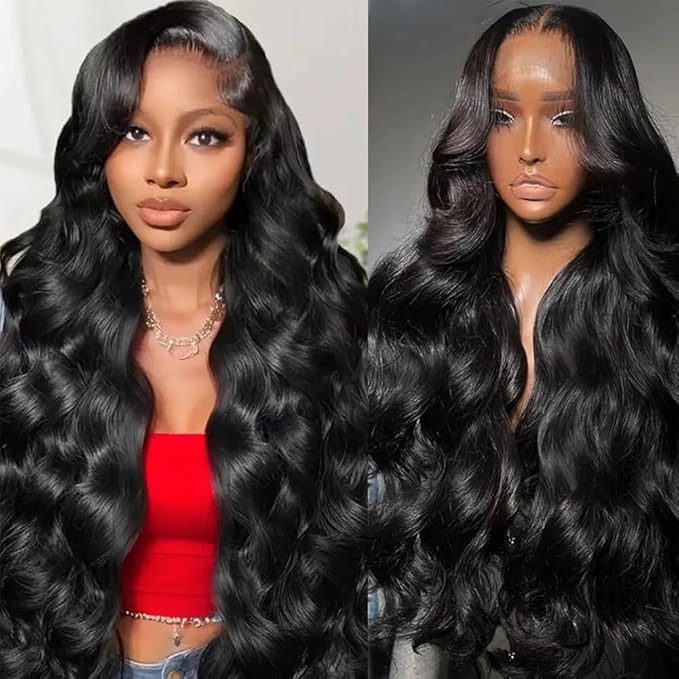 13x6 Body Wave Lace Front Wigs Human Hair Pre Plucked 200 Density HD Transparent Lace Frontal Wigs Human Hair for Women 9A Glueless Wigs Human Hair with Baby Hair 20Inch