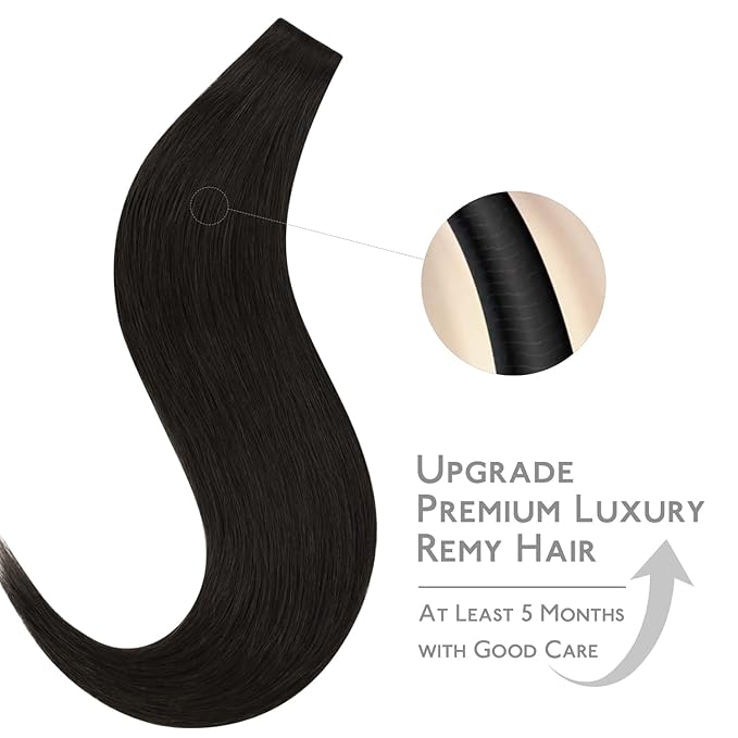 WENNALIFE Invisi Edge & Classic Tape in Hair Extensions Human Hair, 14 Inch 50g 20pcs(10pcs Invisi Edge & 10pcs Classic) Natural Black Invisible Luxury Remy Hair Natural Seamless Injected Tape Ins